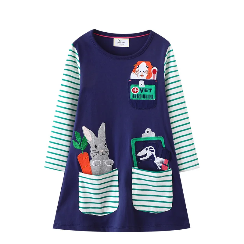 

Spring and Autumn Children's Dress New Arrival2025Wind Girls Long Sleeve Dress Knitted Cotton Cartoon Girls Princess Dress