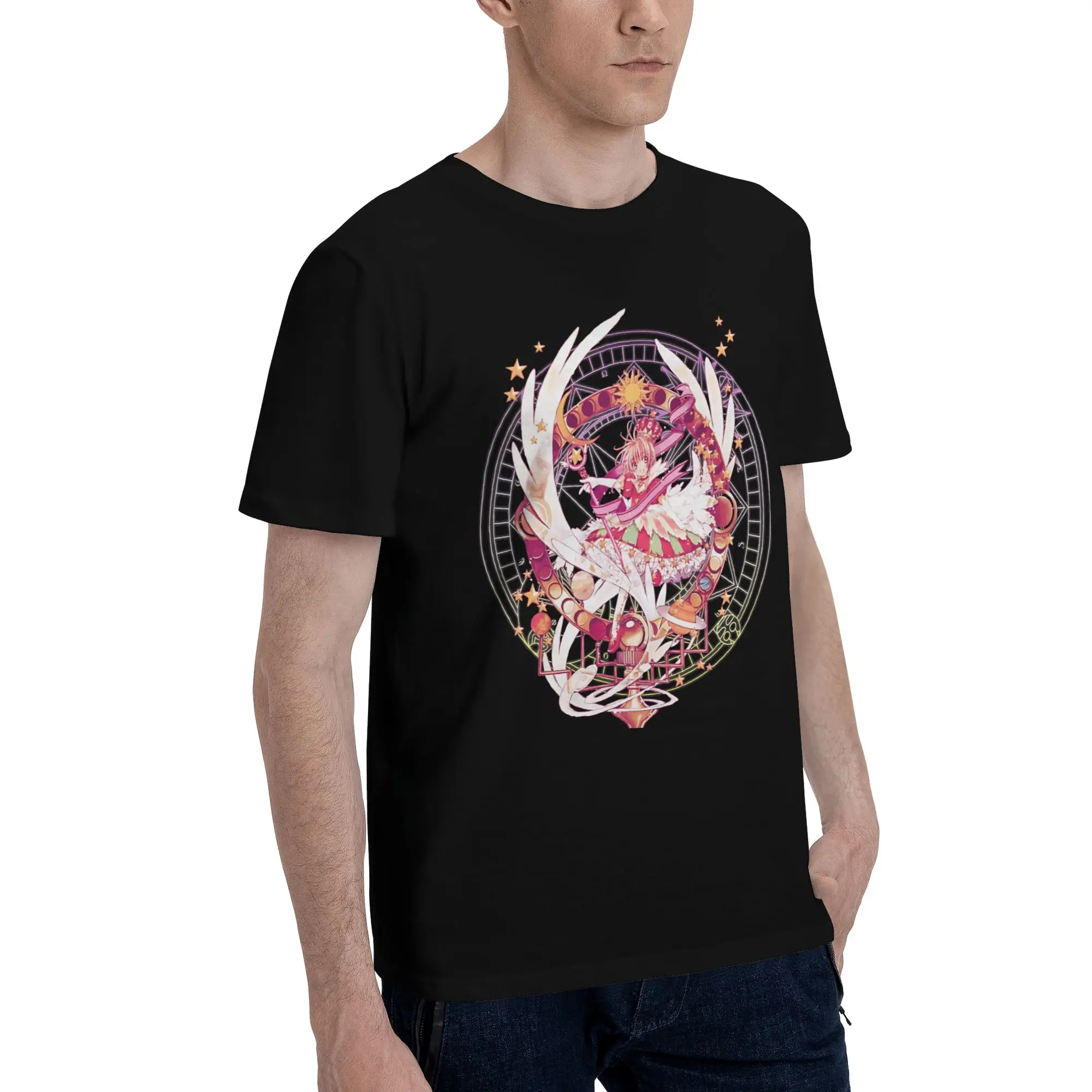 Sakura’s Cherry Orrery  Novelty 100% Cotton T-Shirt Bandai Cardcaptor Sakura Tops Tees For Men