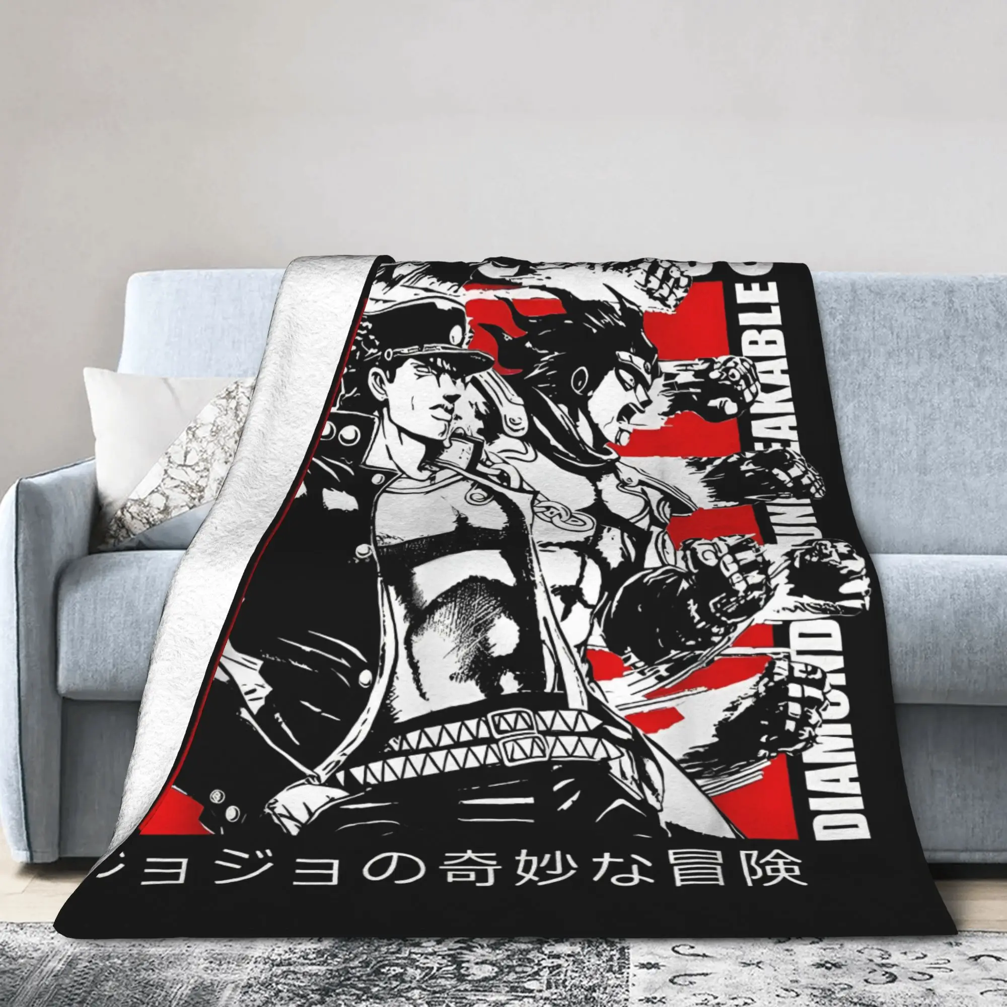 JoJo's Bizarre Adventure Blankets Japanese Anime Fleece Funny Breathable Throw Blanket for Bedspread Winter Outdoor