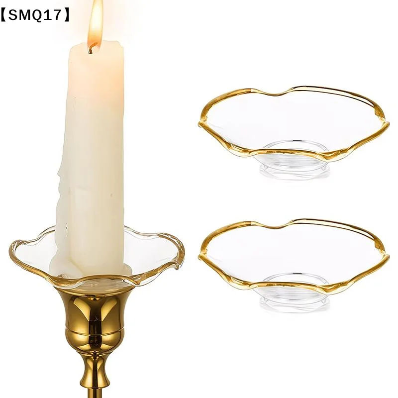 3 Pack Glass Candle Holders Set With Wax Catcher, Drip Guards& Anti-Tip Base- For Table Centerpieces, Weddings, Home Decor【SMQ】
