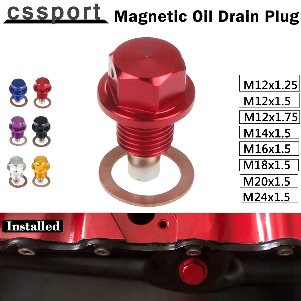 M12x1.5 M12x1.25Magnetic Oil Drain Plug Oil Drain Sump Nut Aluminum Alloy Gearbox Oil Sump Drain Plug Nut M16x1.5 M18x1.5