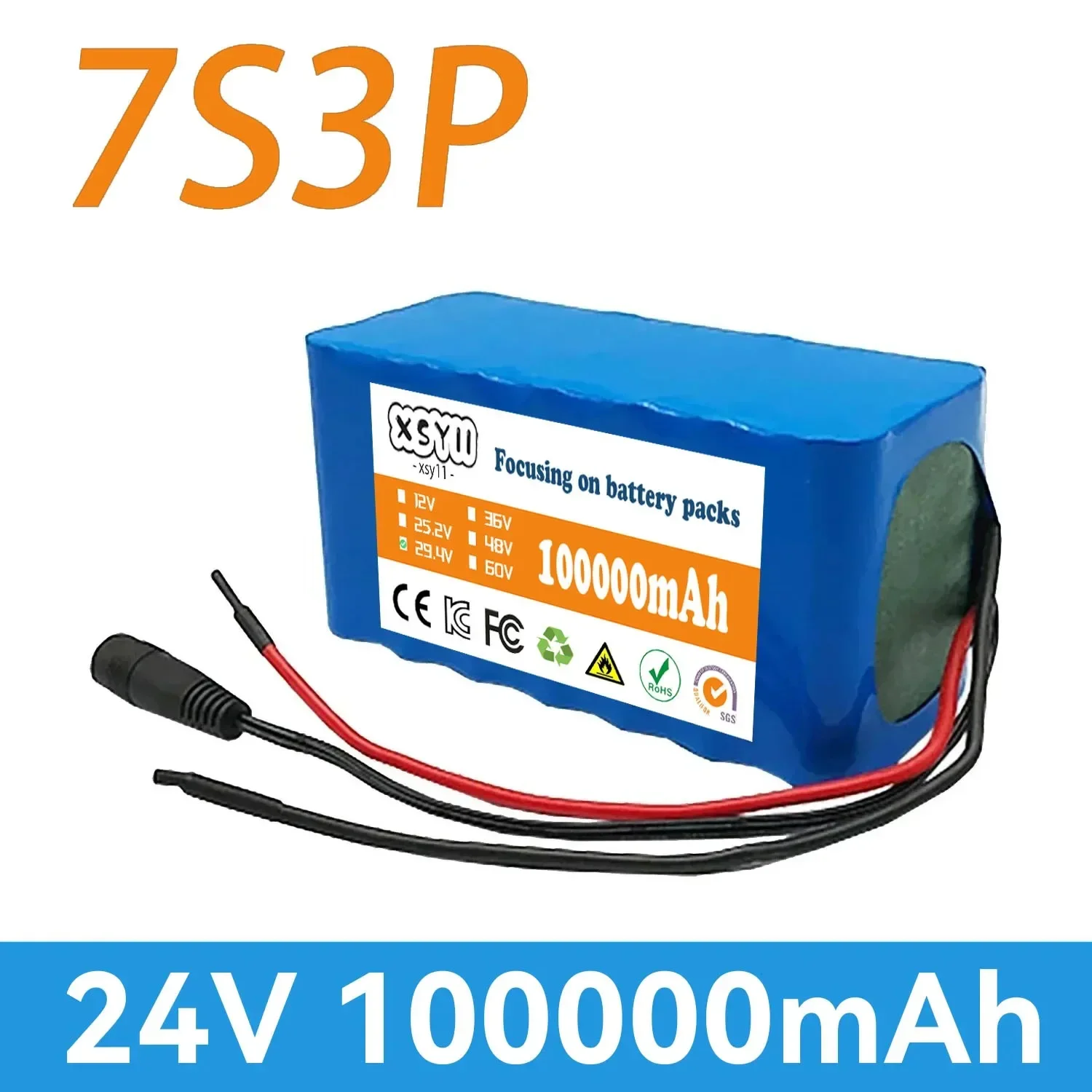 24V 100Ah 7S3P 18650 Li-ion Battery Pack 29.4V 30000mAh Bicycle Moped / Lithium Ion Battery Pack 2A Charger