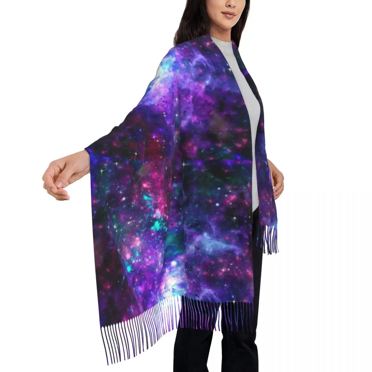 

Warm Scarf Winter Fantasy Galaxy Sky Shawls and Wrap Cosmic Space Print Printed Bufanda Womens y2k Funny Head Scarves