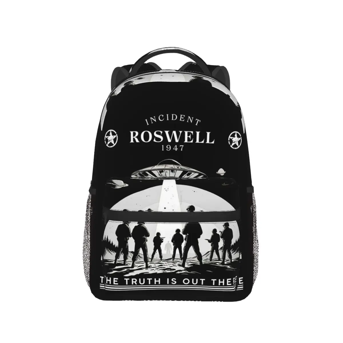 The Truth Behind Roswell 1947 Alien Spaceship Illustration Backpack Hot Sale Daypack BookBag School Bag Shoulder Bags For Unisex