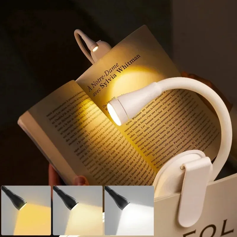 

Портативные мини-светильники для чтения с клипсой, USB-зарядкой, LED-подсветкой, регулируемой яркостью, для защиты глаз, поворот на 360° ° Светодиодные лампы-книги Flip LED