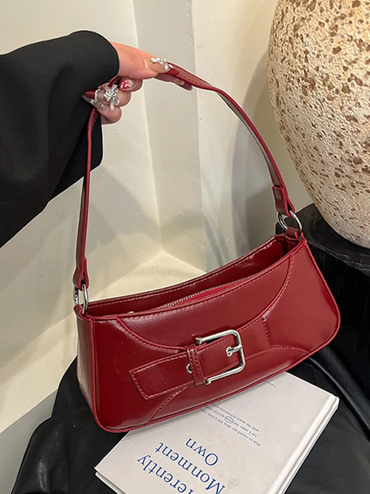 

2025 Textured Women Single Shoulder Bags Versatile Trend PU Leather Underarm Pack New Elegant Female Handbags