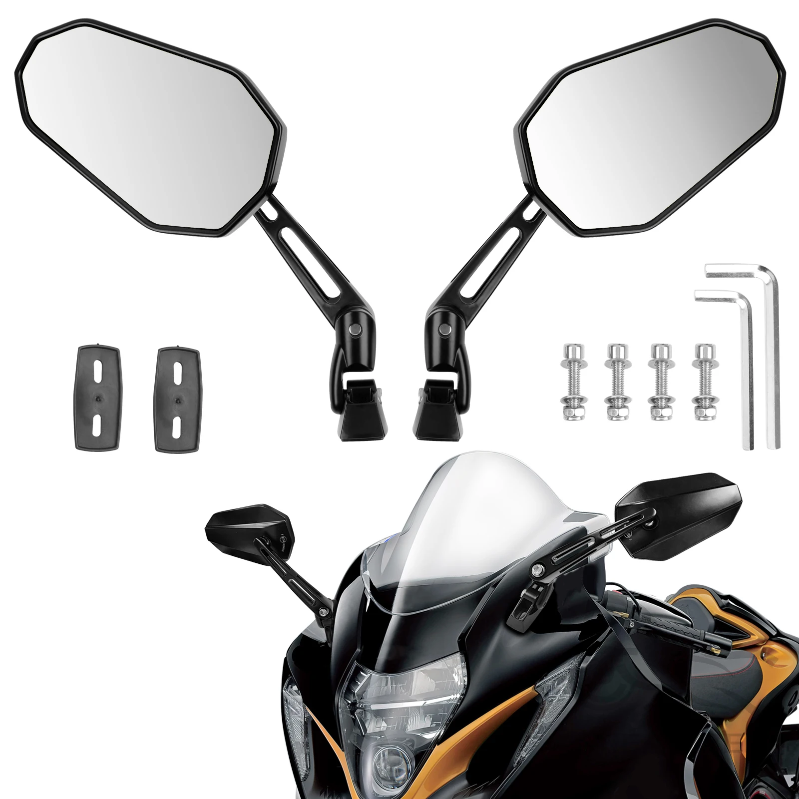 

Anti-glare Rearview Mirror for Suzuki GSXR 600 750 1000 Hayabusa(All Years) Honda CBR Kawasaki Yamaha Yellow White