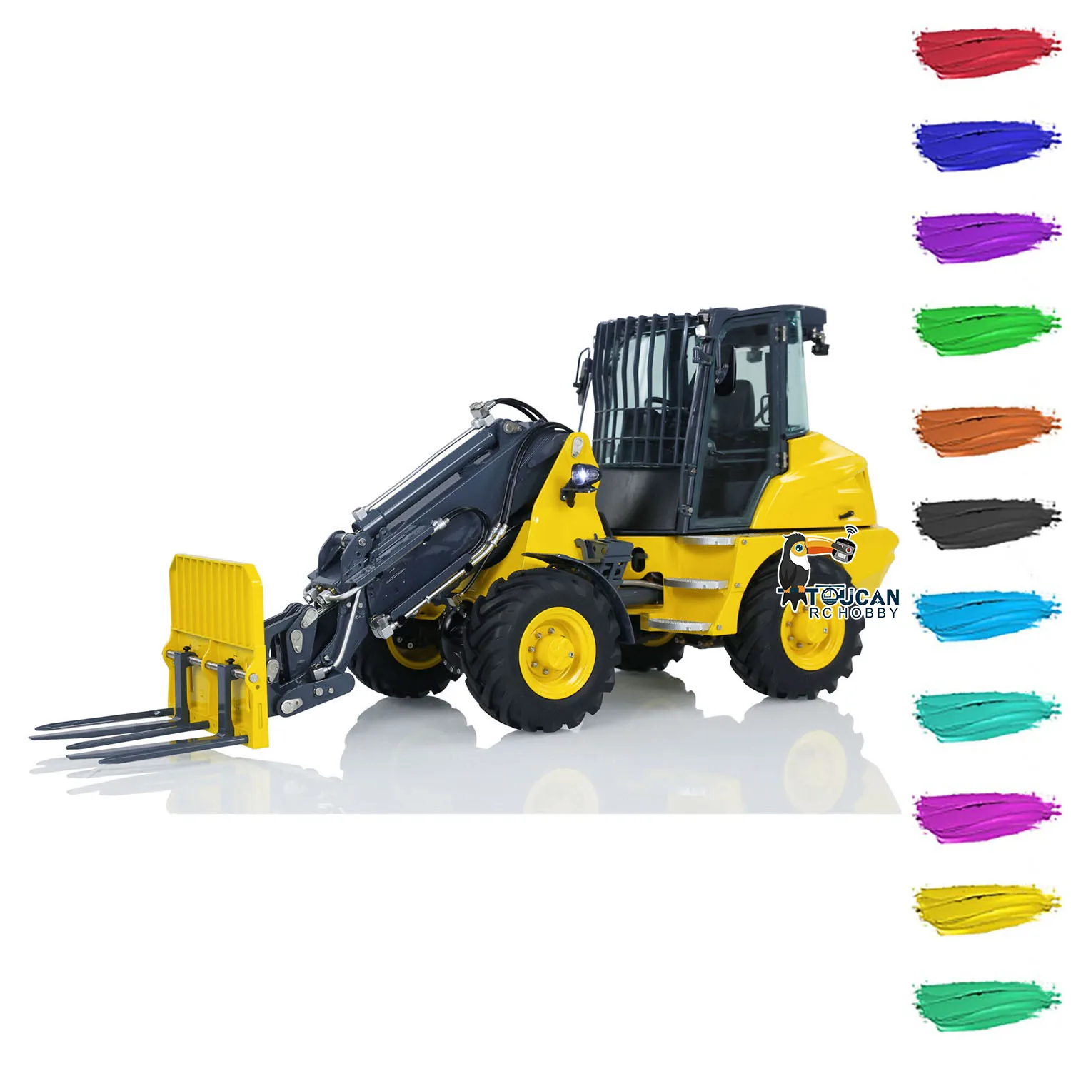 New LESU AT1050 1:14 RC Hydraulic Fork Truck Metal Telescopic Arm TOUCAN DIY Painted Finished Loader Car Light Sound Model Toys