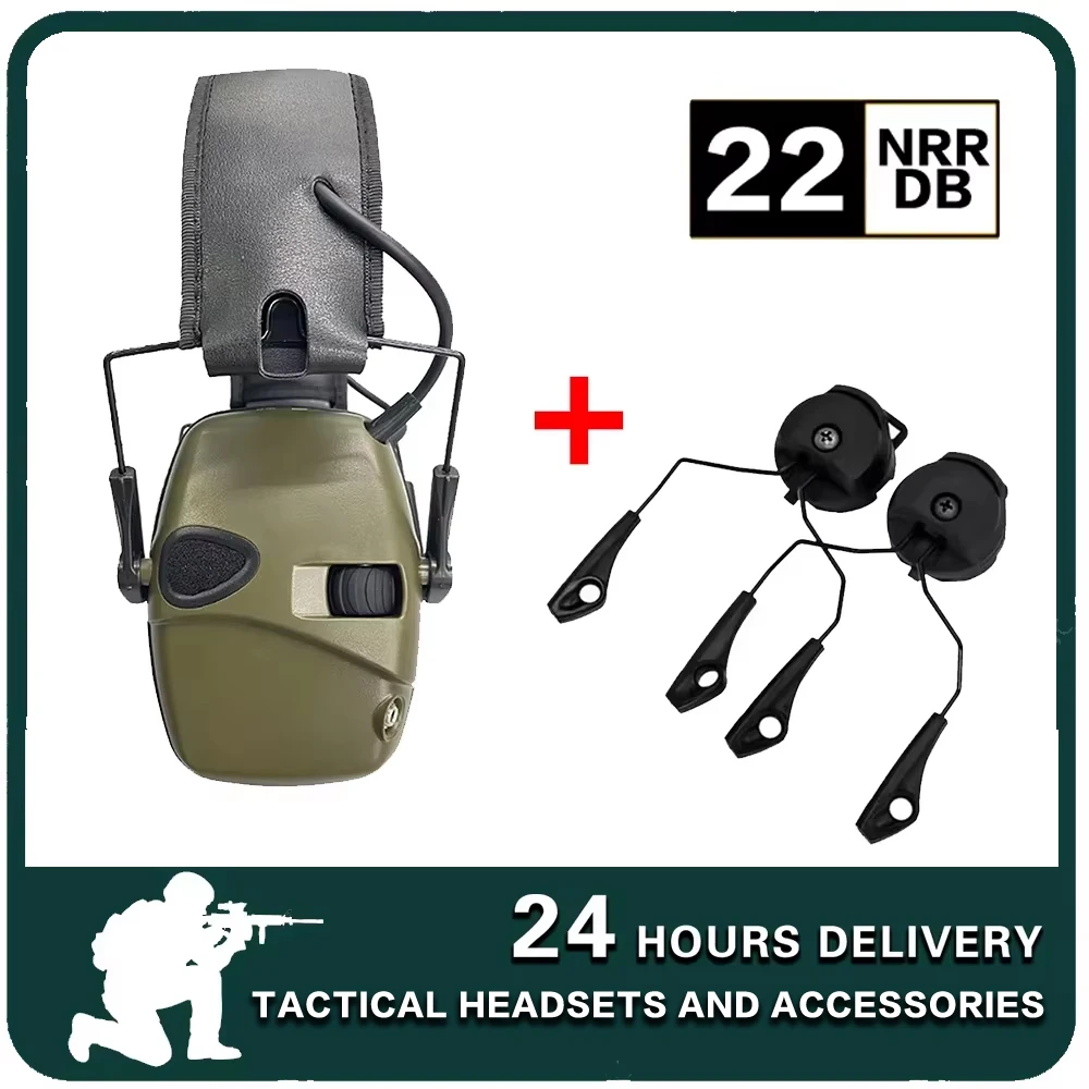 

Tactical Shooting Electronic Earmuffs, Hunting Noise Canceling, Hearing Protection Headphones, ARC OPS-CORE Helmet, Rail Adapter
