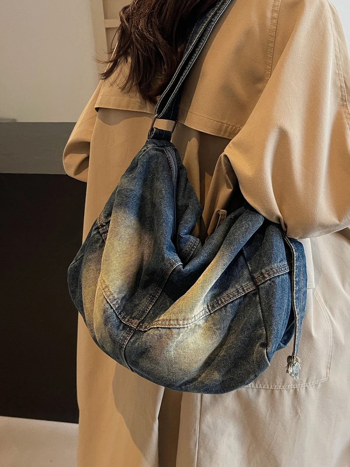 

Casual Large Capaci Denim Crossbody Bag Women's Faion 2025 New Lightweight Versatile Single Oulder Bag Commuting Bag