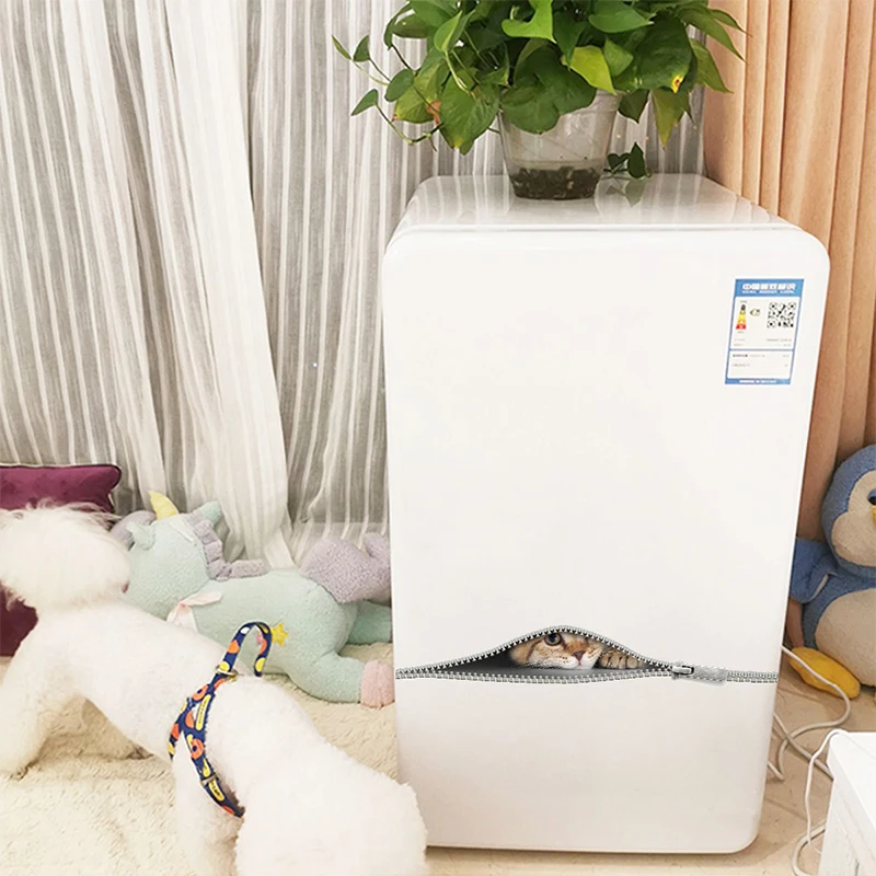 C106#Cat Zipper Wall Sticker Kids Room Background Home Decoration Mural Living Room Wallpaper Funny Decal