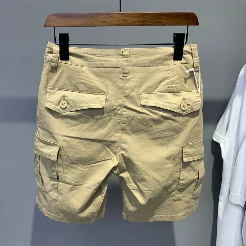 الصيف الأبيض الأدوات السراويل غير رسمية الرجال العلامة التجارية العصرية خمس نقاط السراويل الكورية العصرية الرجال فضفاض المؤخرات رقيقة متوسطة السراويل #5