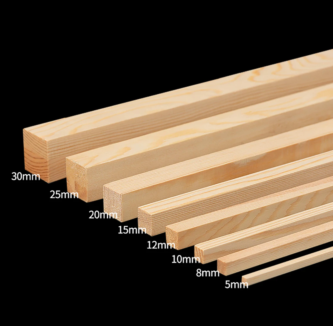 5*5mm-25*25mm Square Pine Wood Strip Solid Pine Rods Length 330mm DIY Model Material Crafts Decoration Making Parts