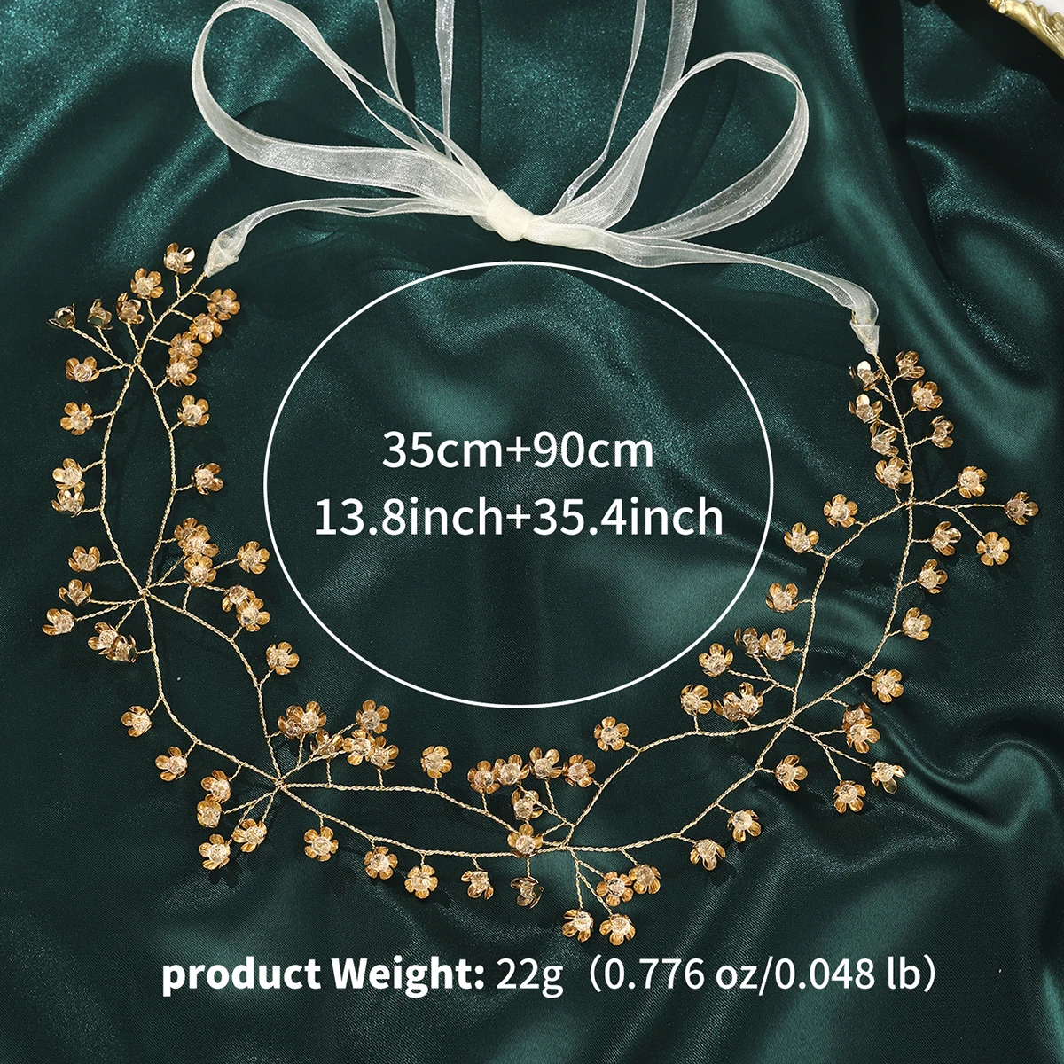 Miallo Boho Gold Branch Floral Bridal Hair Vine Wedding Forest Style Tulle Ribbon Headband Party Hair Accessories For Women 2026
