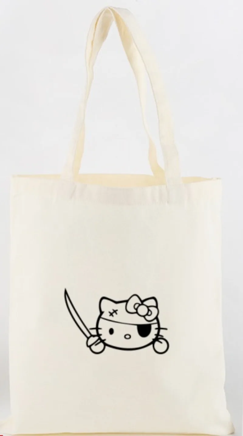 

Hello Kitty Shoulder Bag Canvas Women Accessories Cute Anime Handheld Crossbody Shopping Cotton Bag Kawaii Girl Gift Wholesale