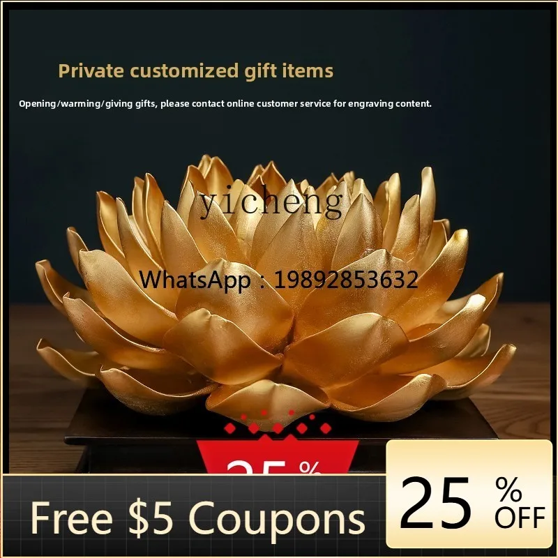 D4-2  Living Room Buddha Hall Buddha Front Lotus Zen Fragrance Embedded Golden Emperor Lotus Ornament