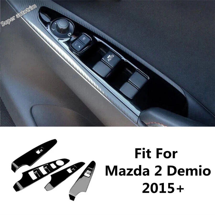 

RHD Car Door Armrest Window Lift Button Switch Panel Cover Trim For Mazda 2 Demio 2015 - 2023 Carbon Fiber Interior Accessories