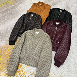 NIGO Women's Autumn And Winter Deluxe Solid Color Lapel Flight Suit Leather Button Woven Sheepskin Coat Jacket Ngvp #nigo9136