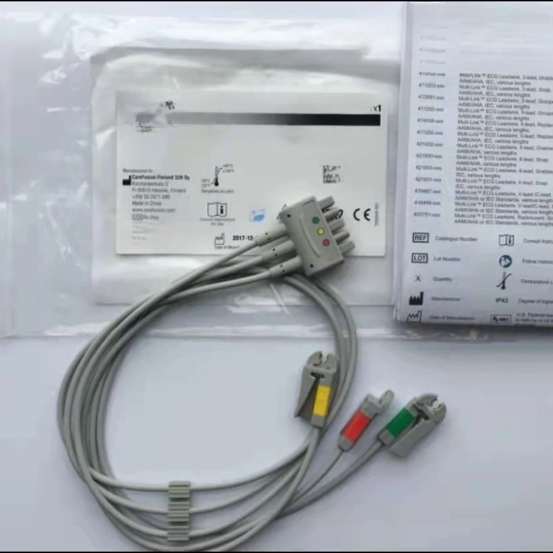 Erwachsenes 3-adriges EKG-Kabel mit fünf Ableitungen, Clip-On-Verlängerungskabel-Verbindungs kabel 61803-003