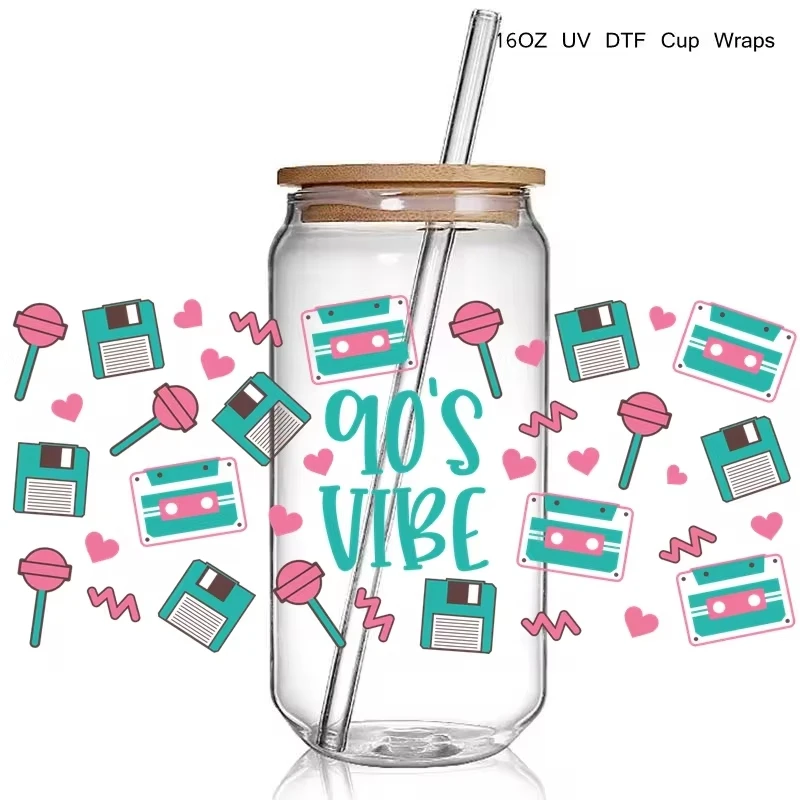 4 + موضة المطربين 90S الراب Uv Dtf كأس يلتف نقل ملصق لتقوم بها بنفسك الهيب هوب أسطورة الأشعة فوق البنفسجية كوب التفاف مقاوم للماء ل 16 أوقية أكواب زجاجية #5