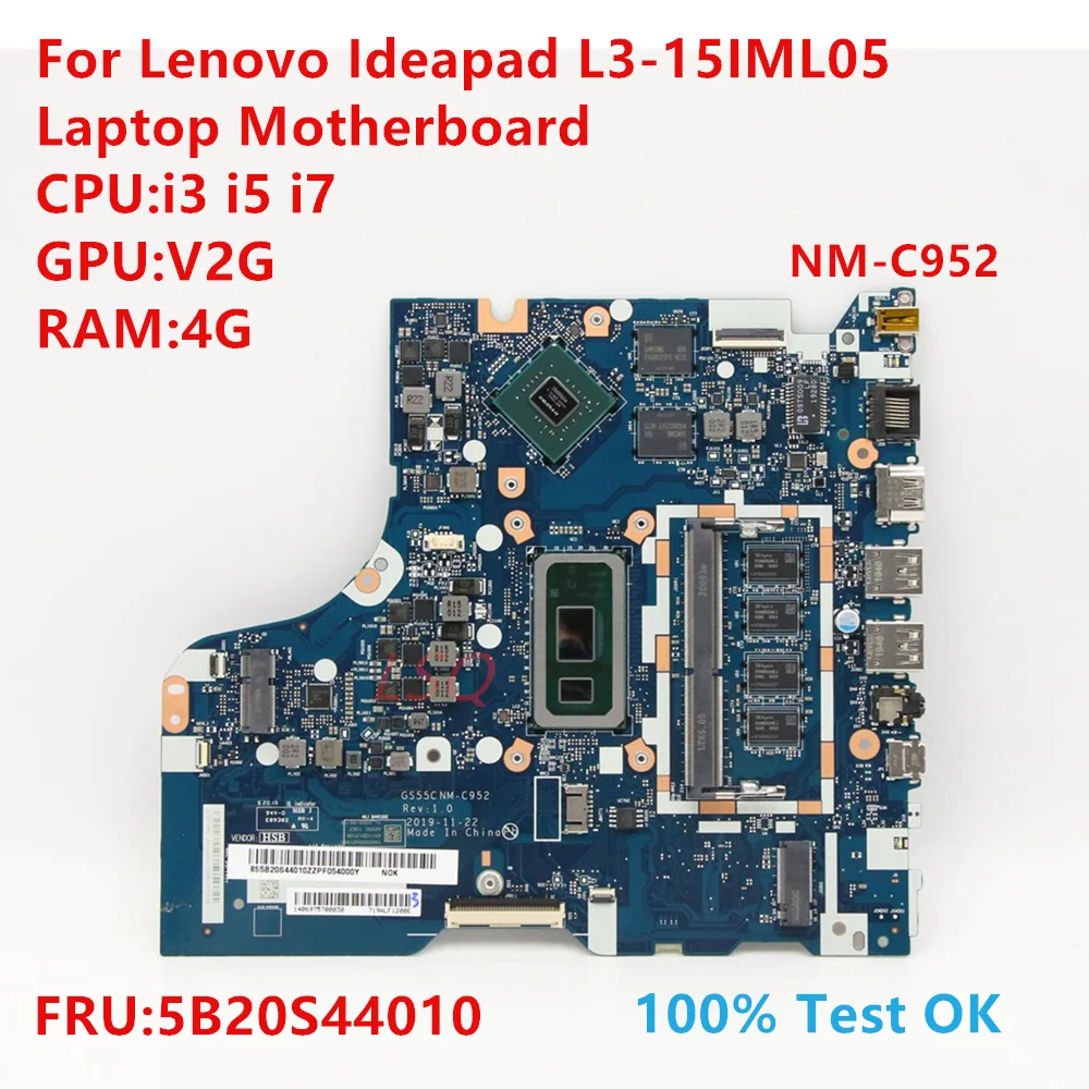 

NM-C952 для Lenovo Ideapad L3-15IML05 материнская плата для ноутбука с процессором: i3 i5 i7 FRU:5B20S44010 100% ТЕСТ ОК