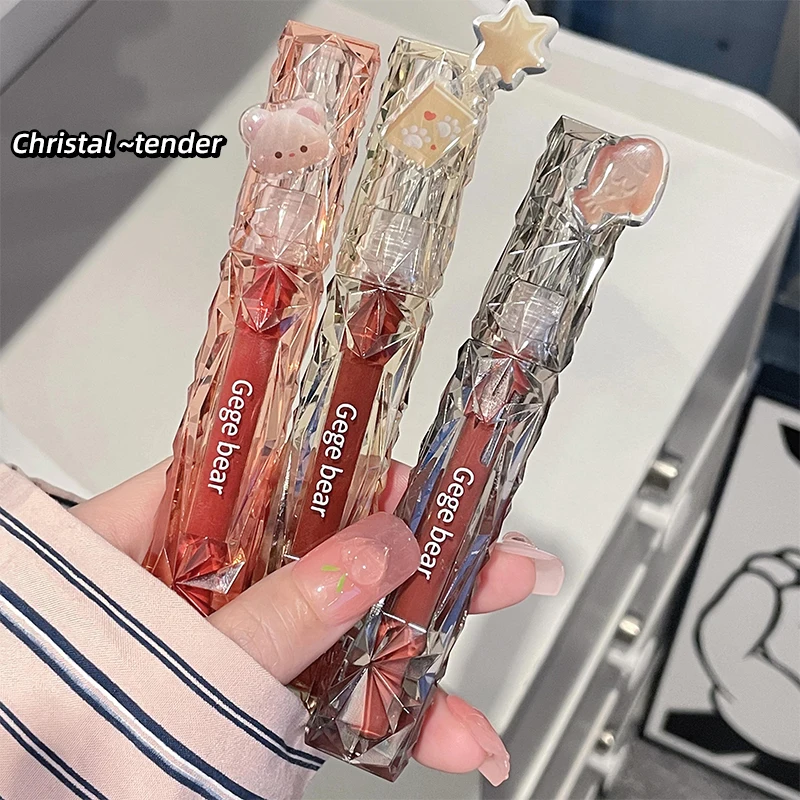 أحمر شفاه Gegebear Crystal شفاف - ملمع شفاه مرآة يدوم طويلاً، سهل التلوين مع تفاصيل مثقاب بيضاء لزعنفة ناعمة #4