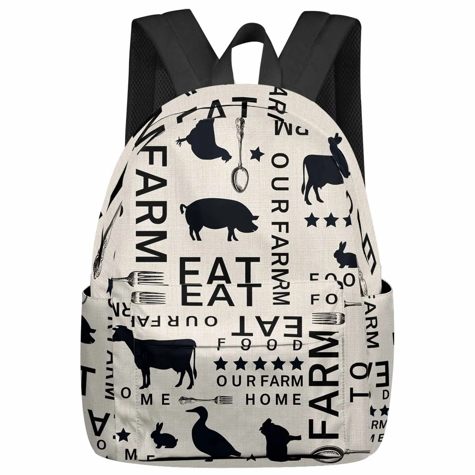 Farm Chicken Cow Pig Animal Backpack School Bags for Teenagers Students Laptop Bag Women's Casual Travel Backpack