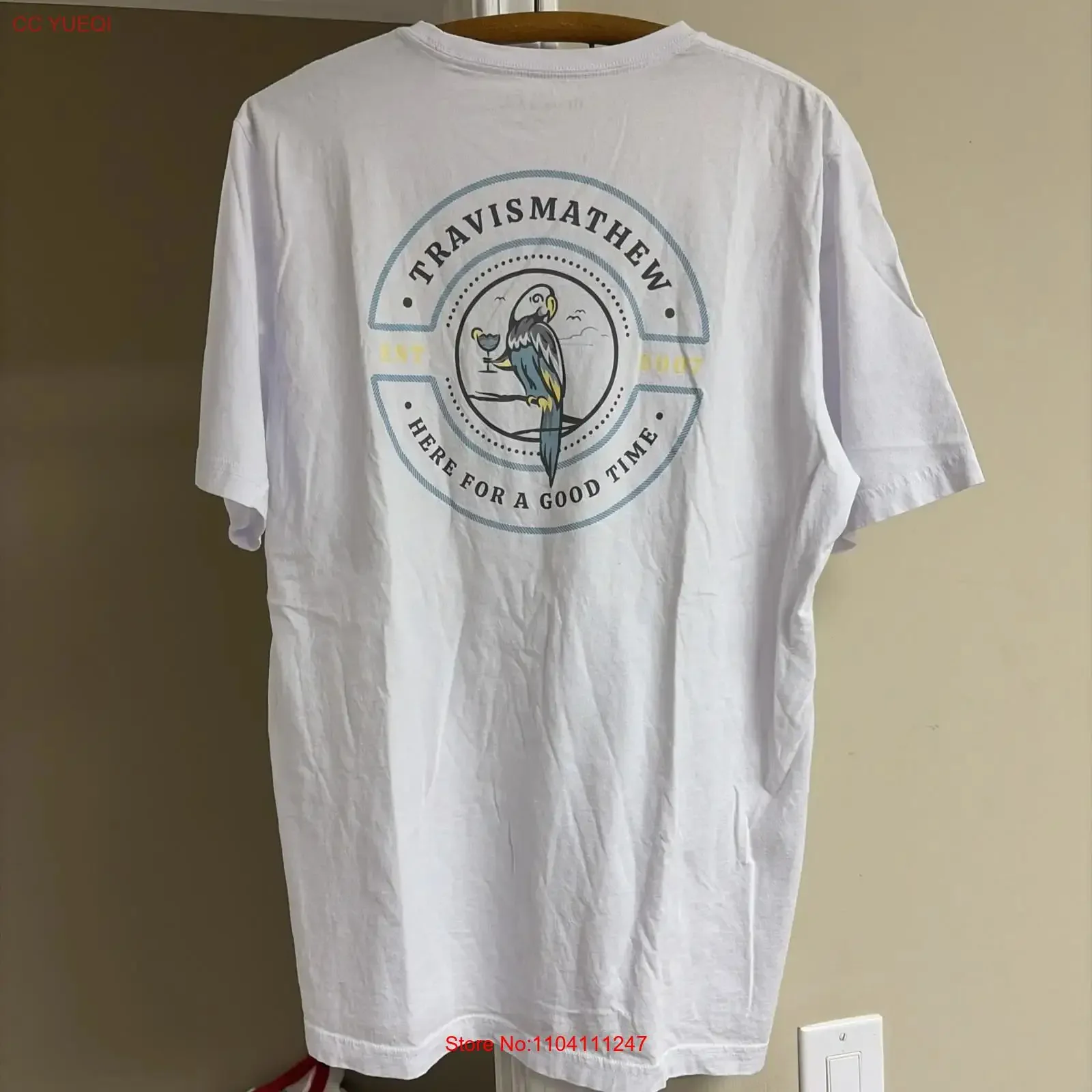 Travis Mathew T Shirt Mens Size XL Here For a Good Time Margarita Parrot vintage Washed Comfortable Slightly fashion streetwear