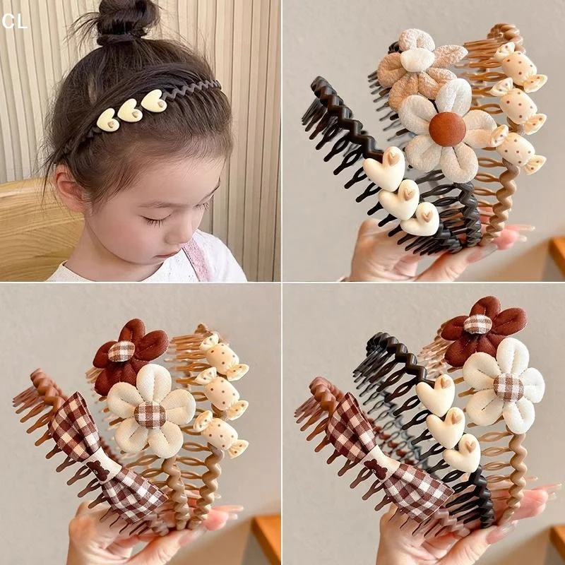 AttireTrove1Pcs – cerceaux à cheveux mignons pour enfants, avec dents antidérapantes, nœud floral, pour filles, usage quotidien, pour l'école