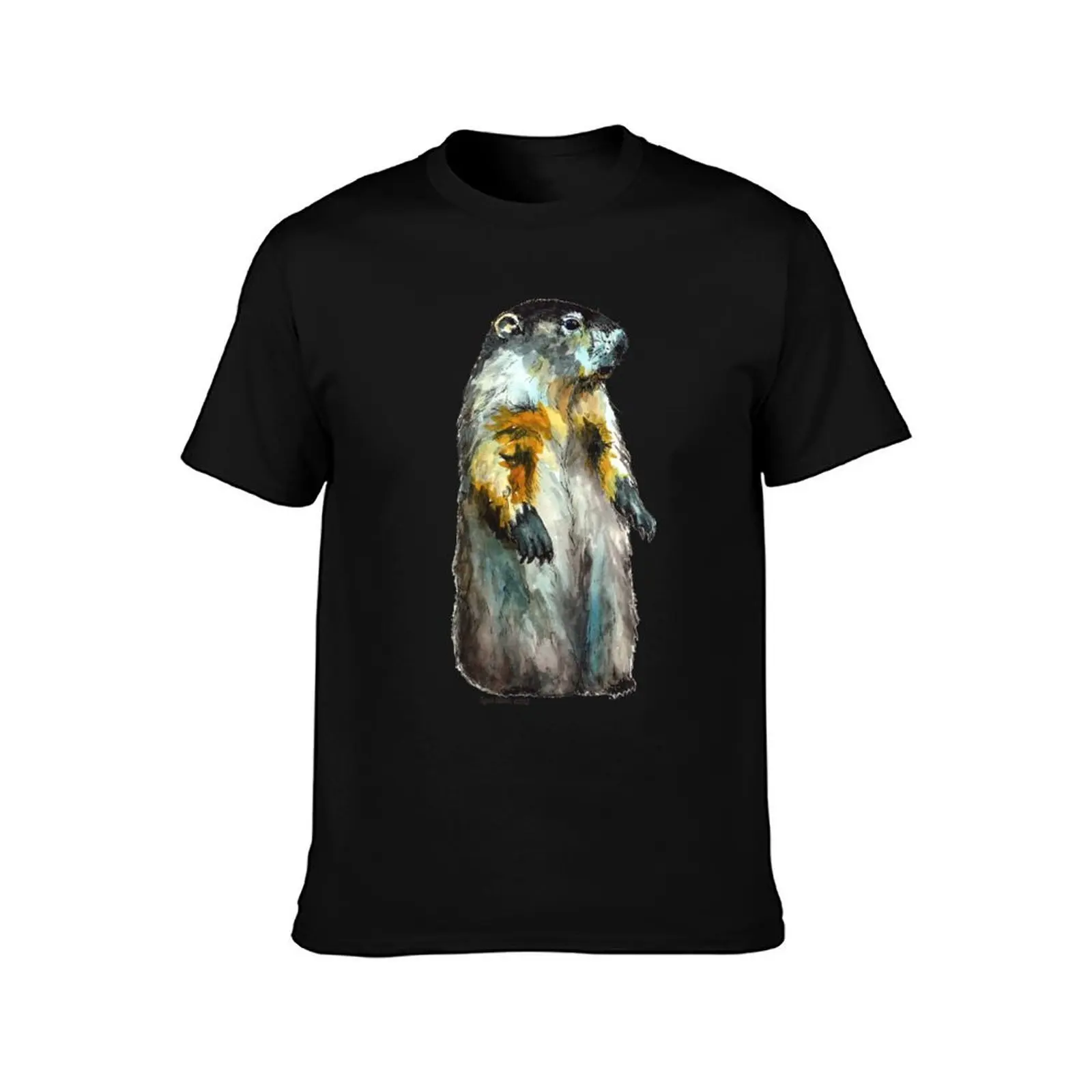 Winter Woodchuck (aka Groundhog) T-Shirt Trendy Casual Short Sleeve Shirt