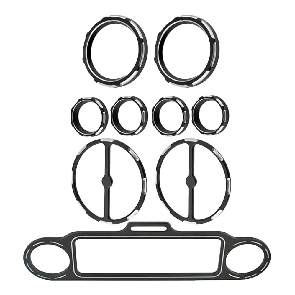 Motorcycle Speedometer Bezels Horn Cover Speaker Stereo Accent Trim Ring for Harley Touring Electra Street Glide Trike 1996-2013