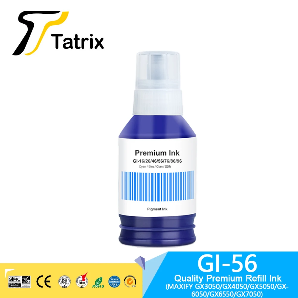 Tatrix GI 56 GI56 GI-56 Premium Color Compatible Refill Ink for Canon MAXIFY GX3050/GX4050/GX5050/GX6050/GX6550/GX7050 Printer