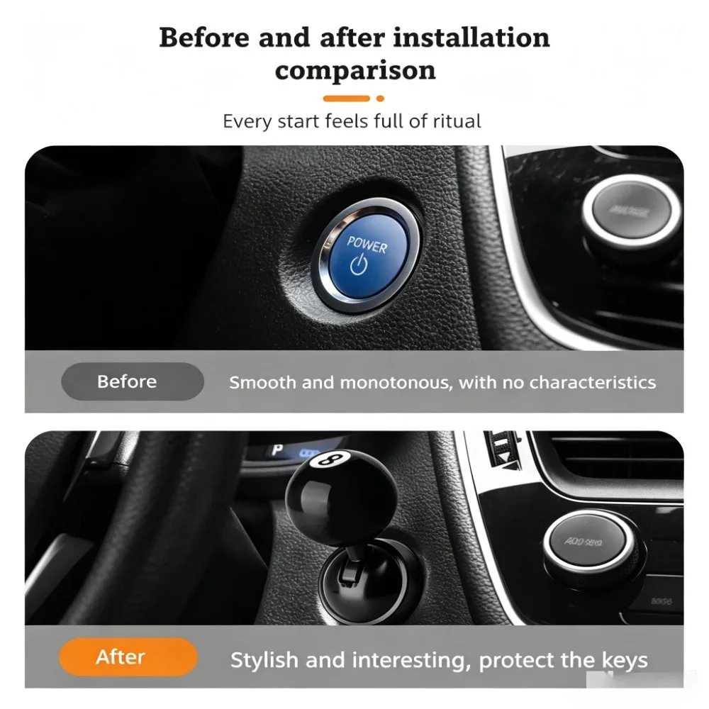 Lucky Number Retro Joystick Push Start Rocker, Car One-Touch Start Button Decor, Auto Interior Accessory, Cool Car Mod Gift