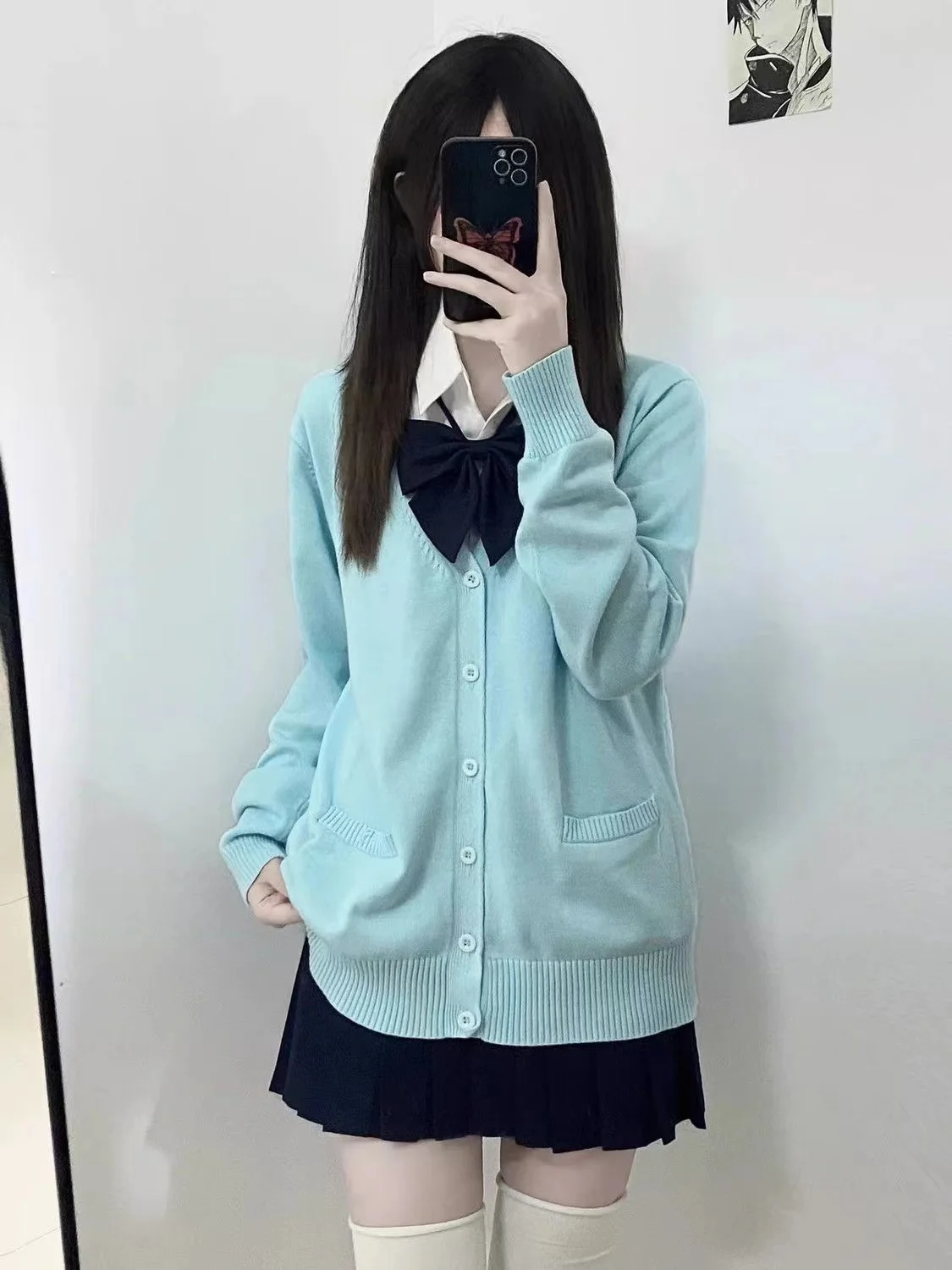 

Japanese Sle JK orm Knitted Open Cardigan College Sweet School Sweater Long Sve Outerwear Jaet Autumn Winter New M...