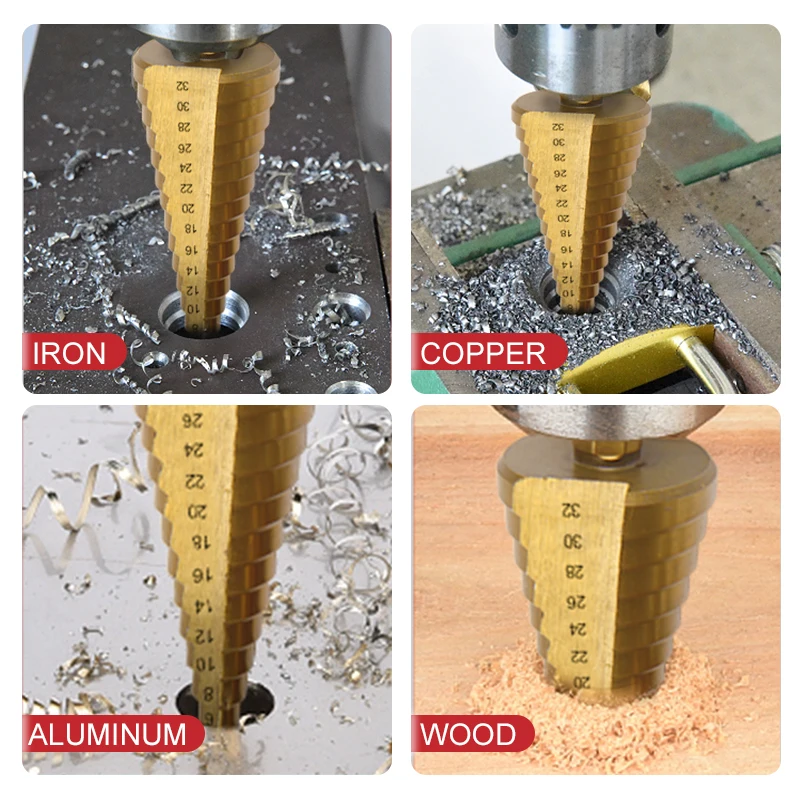 Step Drill Bits Saw Drill Bit Set HSS Steel Titanium Milling Cutter Woodworking Metal Core Hole Opener 4-12 4-20 4-32mm 3 6 8mm