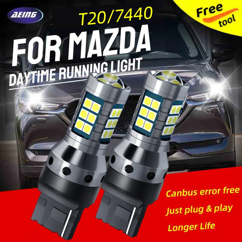 2pcs carro W21/5W LED Blub luz diurna W21W 7443 7440 DRL para Mazda 2 DL DJ 3 BP BT-50 CX-30 CX-5 KF CX-9 RF Targa