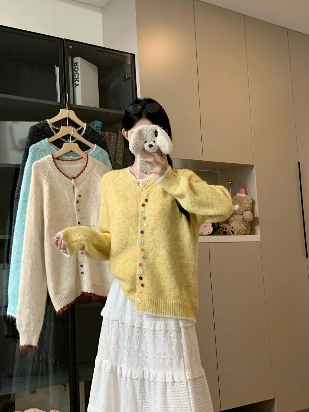 الحلو Sle زر سترة Jaet المرأة فضفاضة التخسيس الخريف وصول جديد الملابس العلوية ألياف البوليستر طويلة Sv... #1