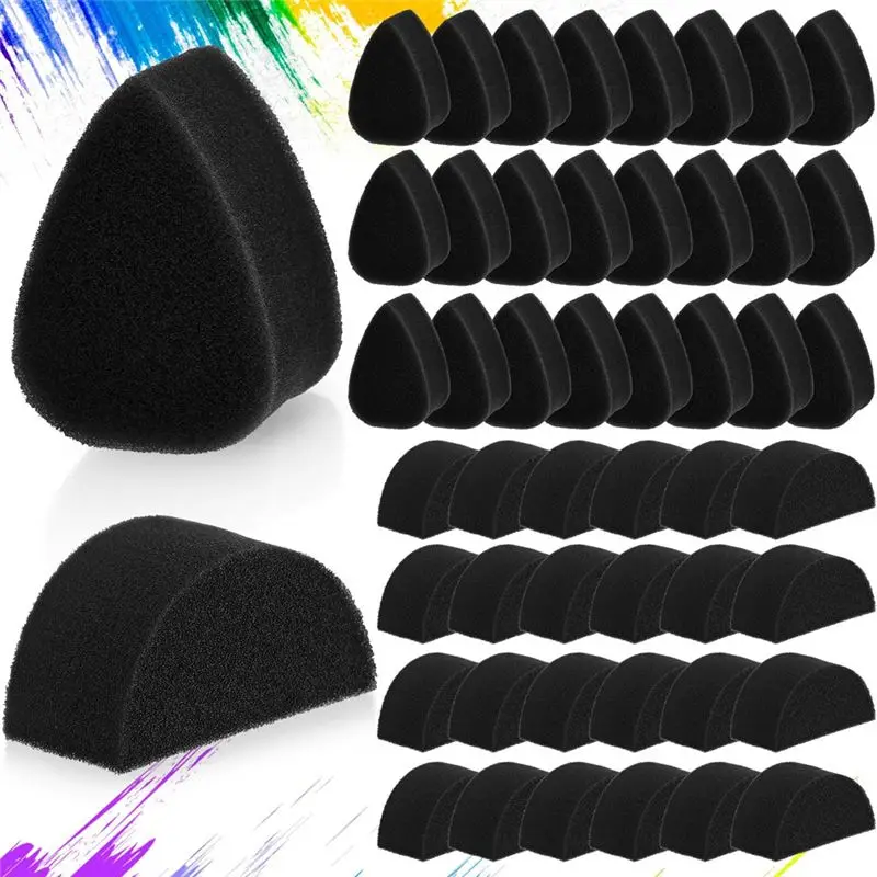 AA83 Face Paint Sponges Face Painting Black Sponges High Density for Art Work and Body Paint (24 Petals + 24 Half Moon)