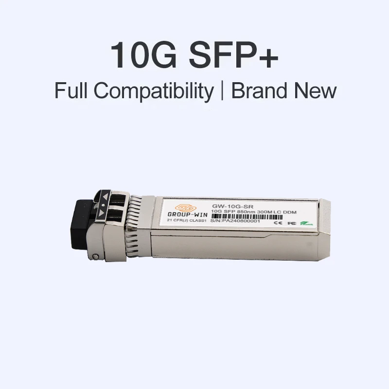 10G SFP+SR 850nm 300m LC DDM Optical Transceiver, Multimode, Dual Fiber, Compatible with All Brands