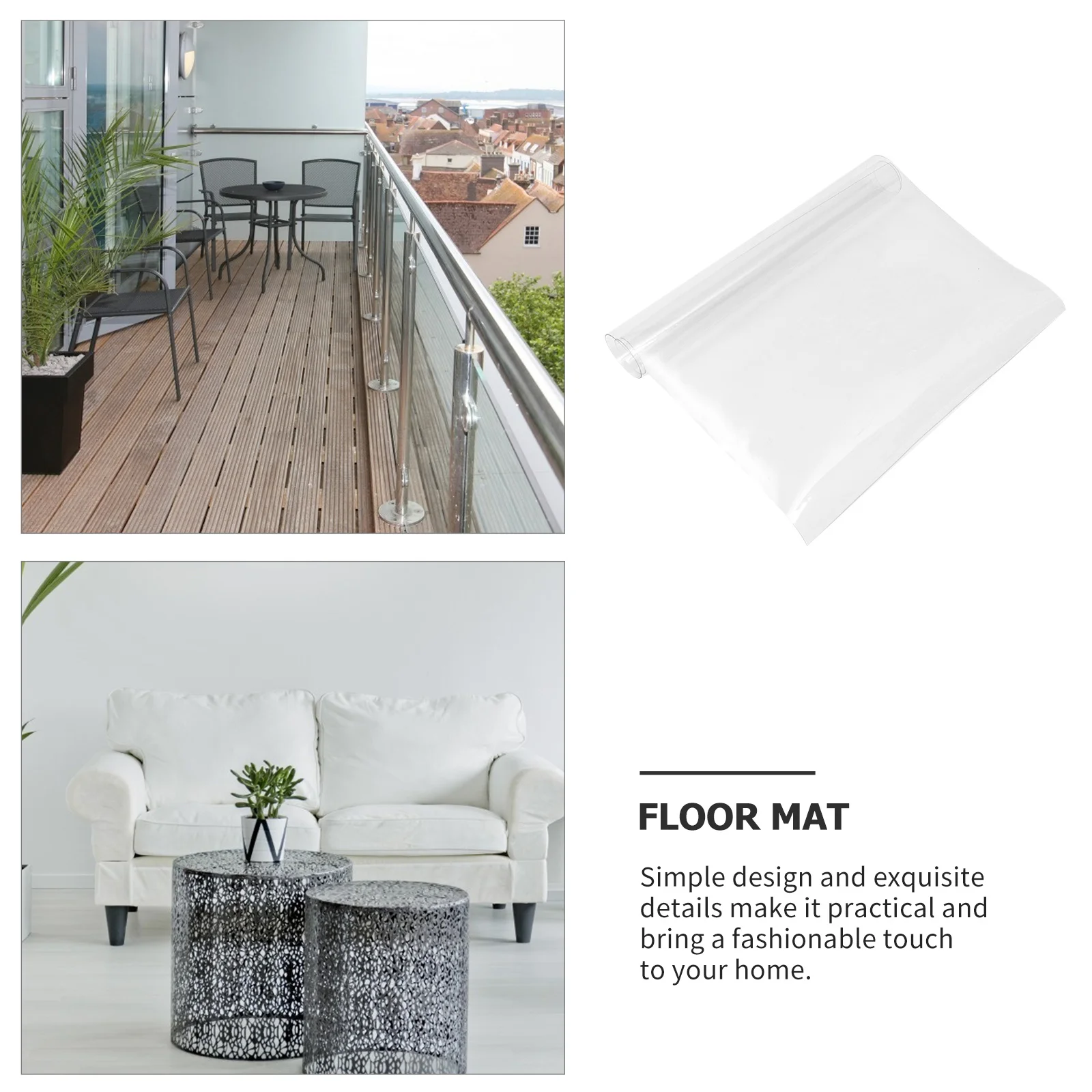 Durable Transparent PVC Floor Protector Mat Non-Slip Practical Chair Mat for Computer Desk Dining Table Foot Pad
