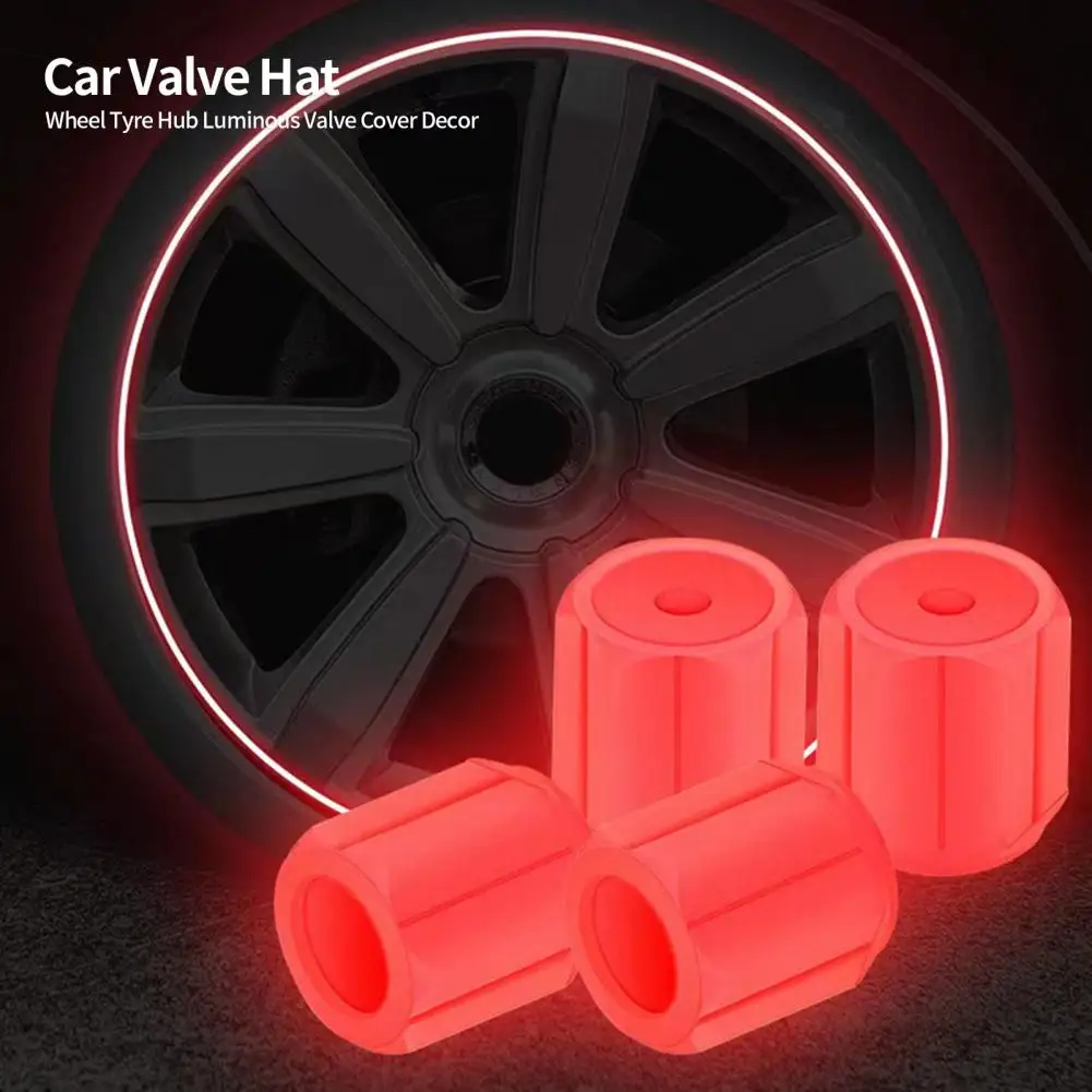 12Pcs Luminous Car Valve Caps Fluorescent Night Glowing Car Motorcycle Bike Wheel Tyre Hub Luminous Valve Stem Caps Decor