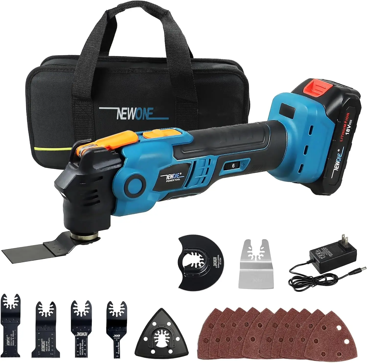 Cordless Oscillating Saw Tool kit Battery Powered Tool,18V Max Quick-release Oscillating Multi Tool,6 Speeds,Fast Charger,Carry