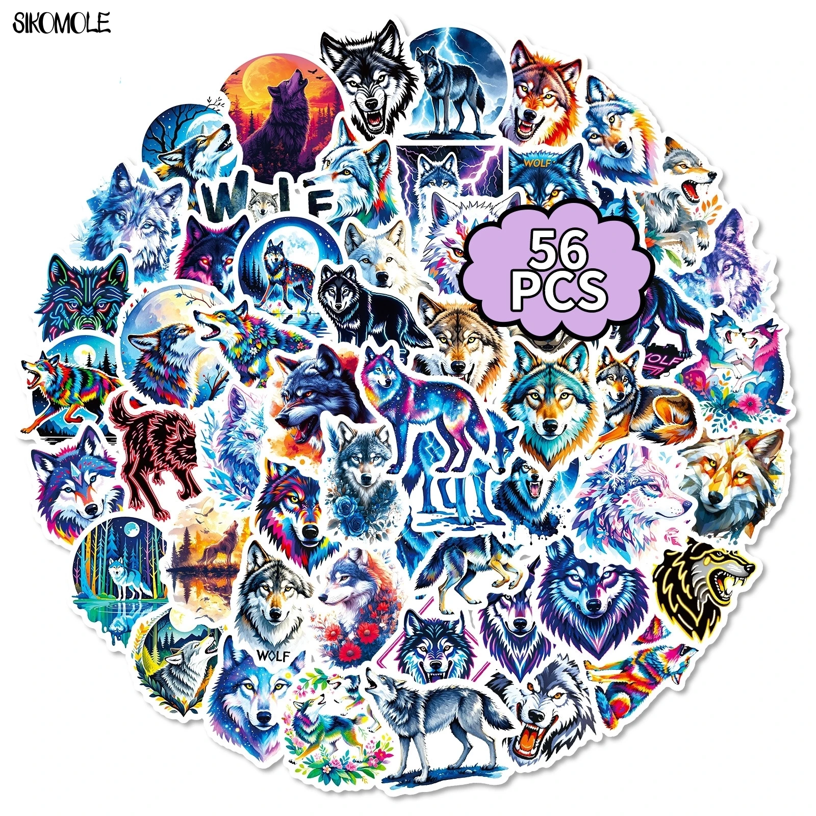 10/56PCS Cartoon Grasland Wolf Graffiti Aufkleber Ästhetische Tiere DIY Sammelalbum Laptop Stationäre Koffer Aufkleber Aufkleber Spielzeug