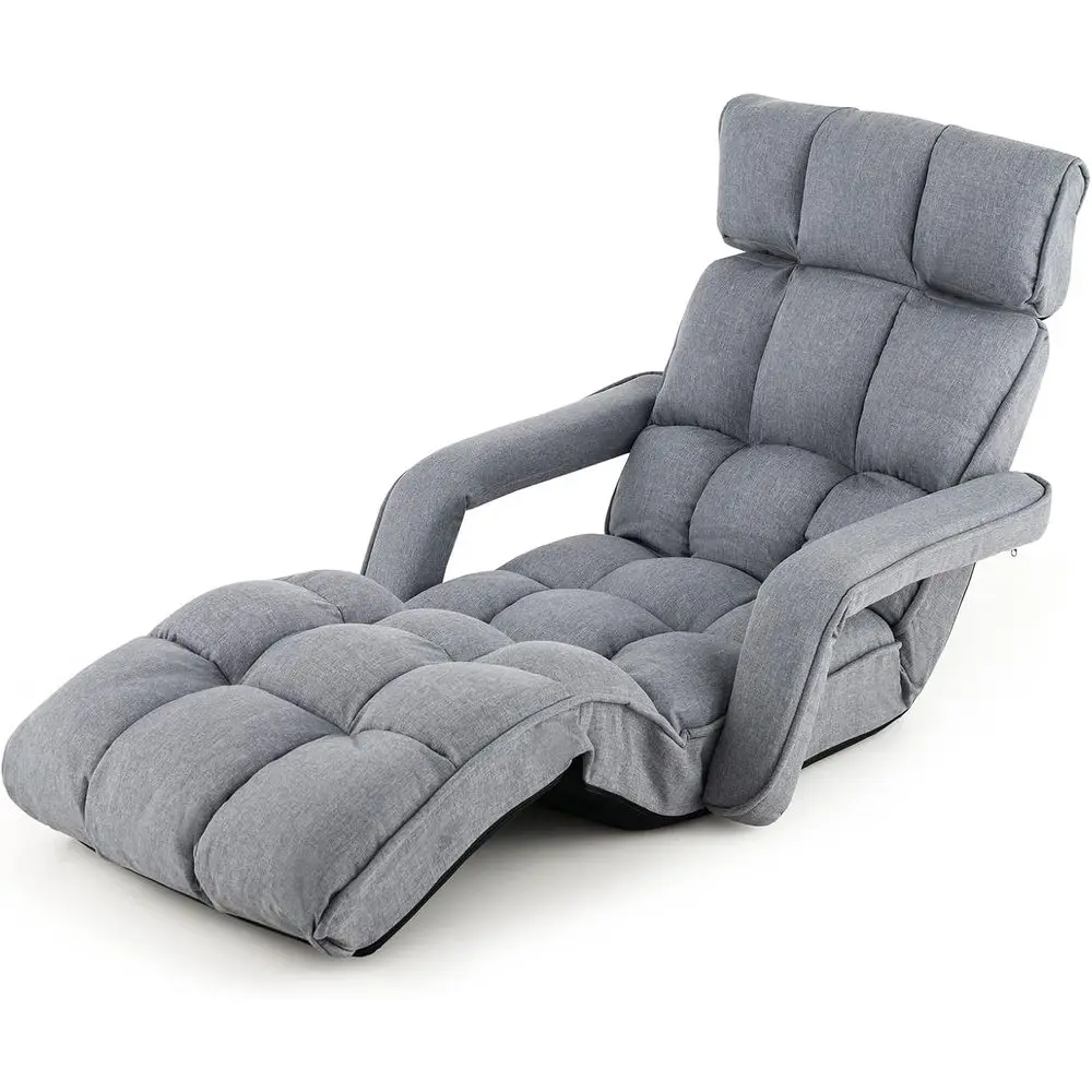 oldable loor Lazy Soa, Indoor Chaise Lounge Soa with 6 Adjustable Positions, olding Chair Bed with Adjustable Armrests, Backrest