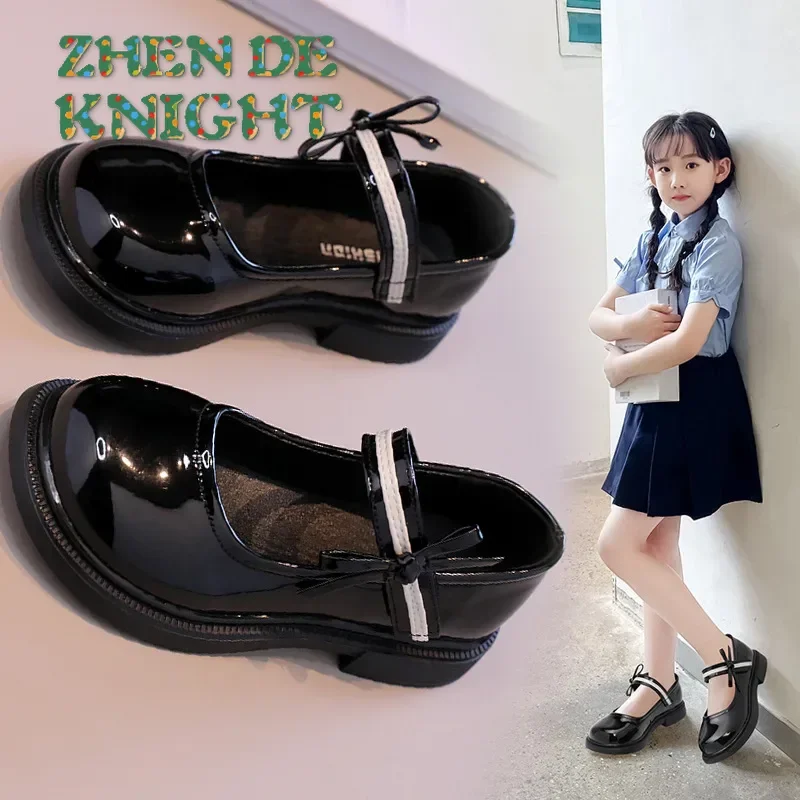 

2024 New Spring and Autumn Children's Shoes Black Single Shoes Girls' Leather Princess Shoes Children's Loafers Girls