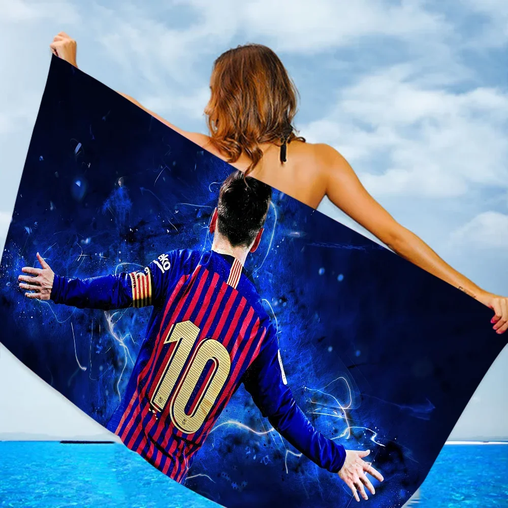 Football Superstar M-Messis Beach Towel Colorful Bath Towels for Girl Quick Dry Custom Sand Free Beach Yoga Spa Gym Pool