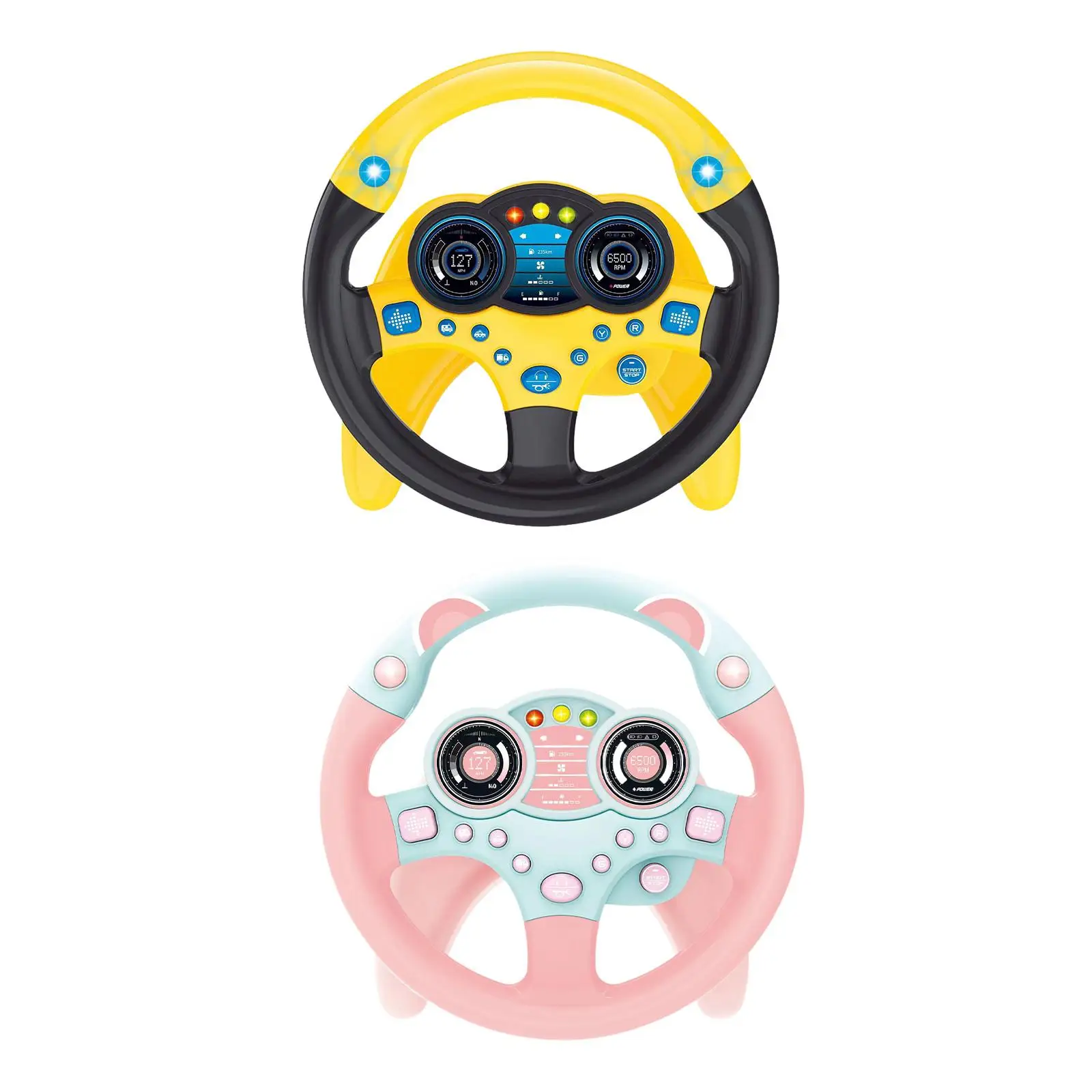 Kids Steering Wheel Gifts Interactive Toy Musical Activity Toy Hand Eye Coordination Simulated Steering Wheel for Toddlers Kids