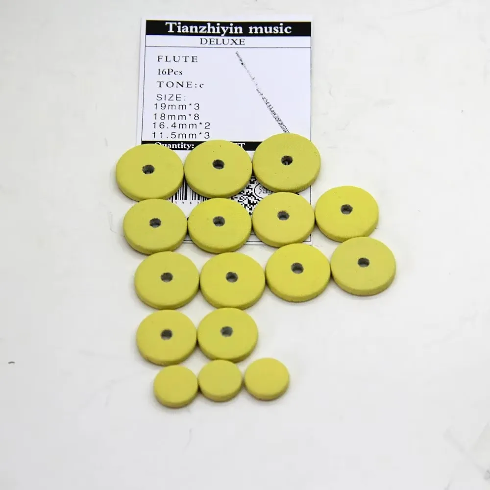 

Yellow Flute Pads 16 Open Hole Standard Size Pads Casings Mat Sound Hole Pad Instrument Repair Parts sheepskin pad