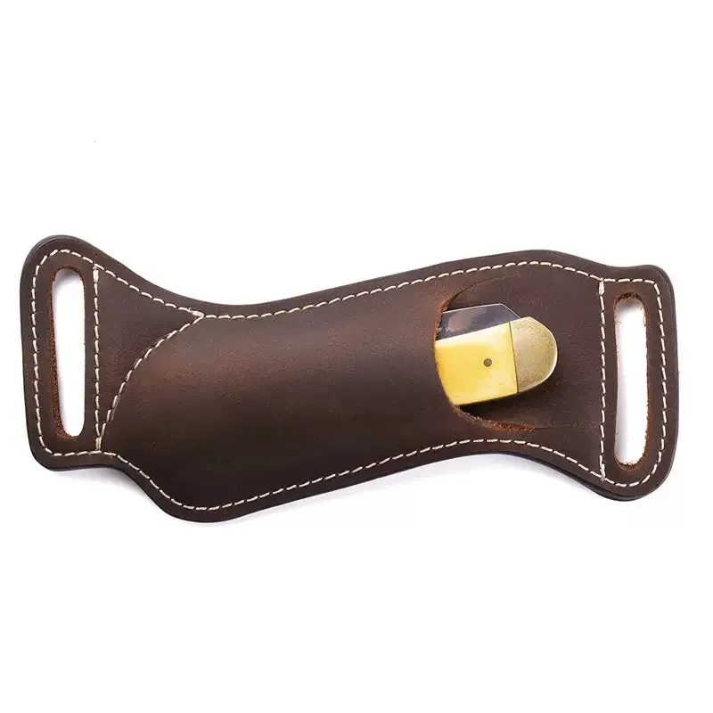 Outdoor Waist-Mounted Genuine Leather EDC Knife Sheath/Pouch – Belt-Loop Carry for Folding Knives & Balisongs view 4