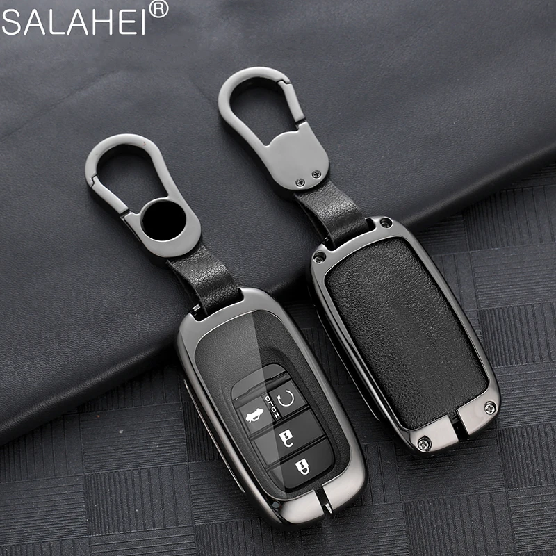 

Zinc Alloy Leather Car Key Case Full Cover Holder Shell Protection Bag For Honda Civic 11th 2021 2022 2023 Keychain Accessories